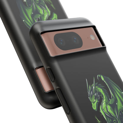 Tough Cases with Green Glowing Dragon design for iPhone, Samsung, and Google