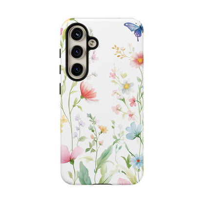 Watercolor Wildflower & Butterfly Phone Case - iPhone, Samsung, and Google case