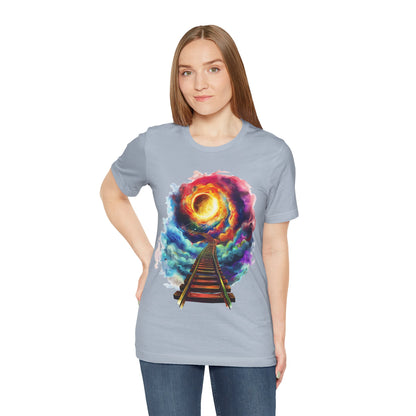 Unisex T-Shirt with 3D Watercolor Universe and an Abstract Representation with a Sun
