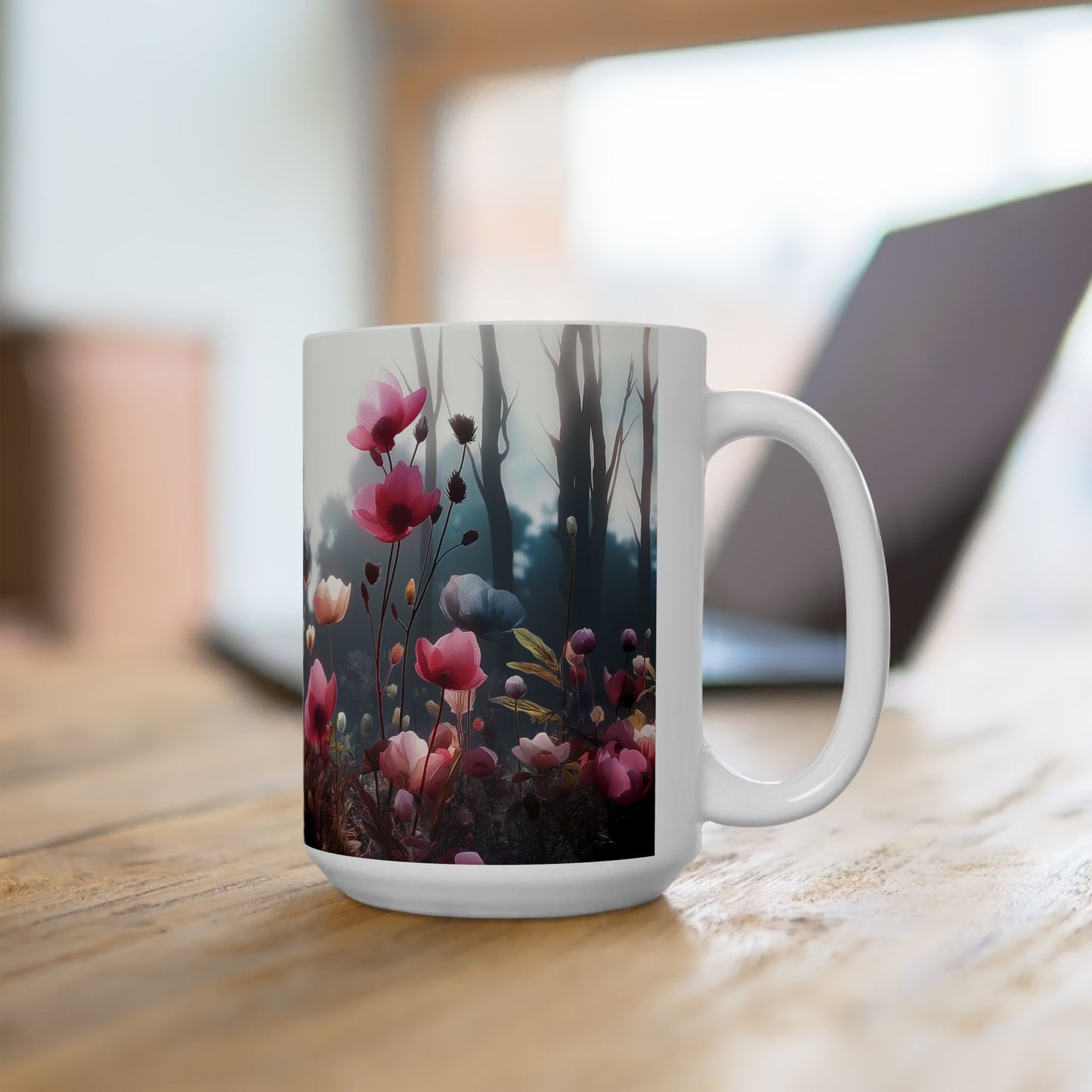 Ceramic Mug with Wildflowers design, (11oz, 15oz)