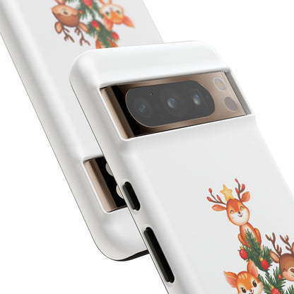 Festive Phone Case - iPhone, Samsung, and Google case - Cute Forest Animals on a Christmas Tree Case