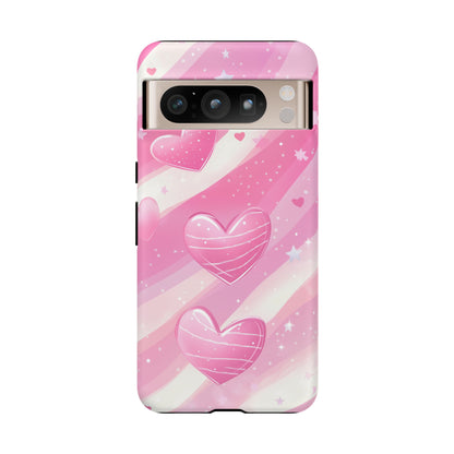 Pink Hearts Phone Case - iPhone, Samsung, and Google case