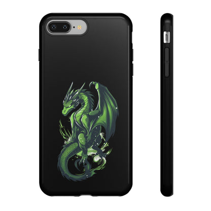 Tough Cases with Green Glowing Dragon design for iPhone, Samsung, and Google