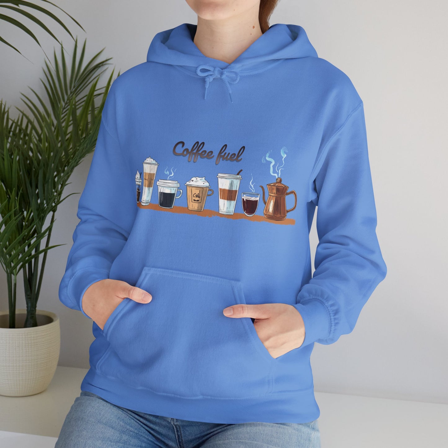 Unisex Heavy Blend™ Hooded Sweatshirt - Cozy Coffee Cups Design Hooded Sweatshirt