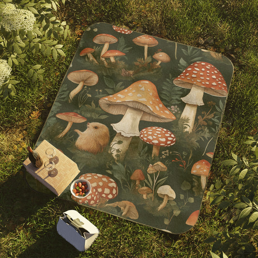Mushroom Forest Picnic Blanket - Cozy Outdoor Blanket for Nature Lovers