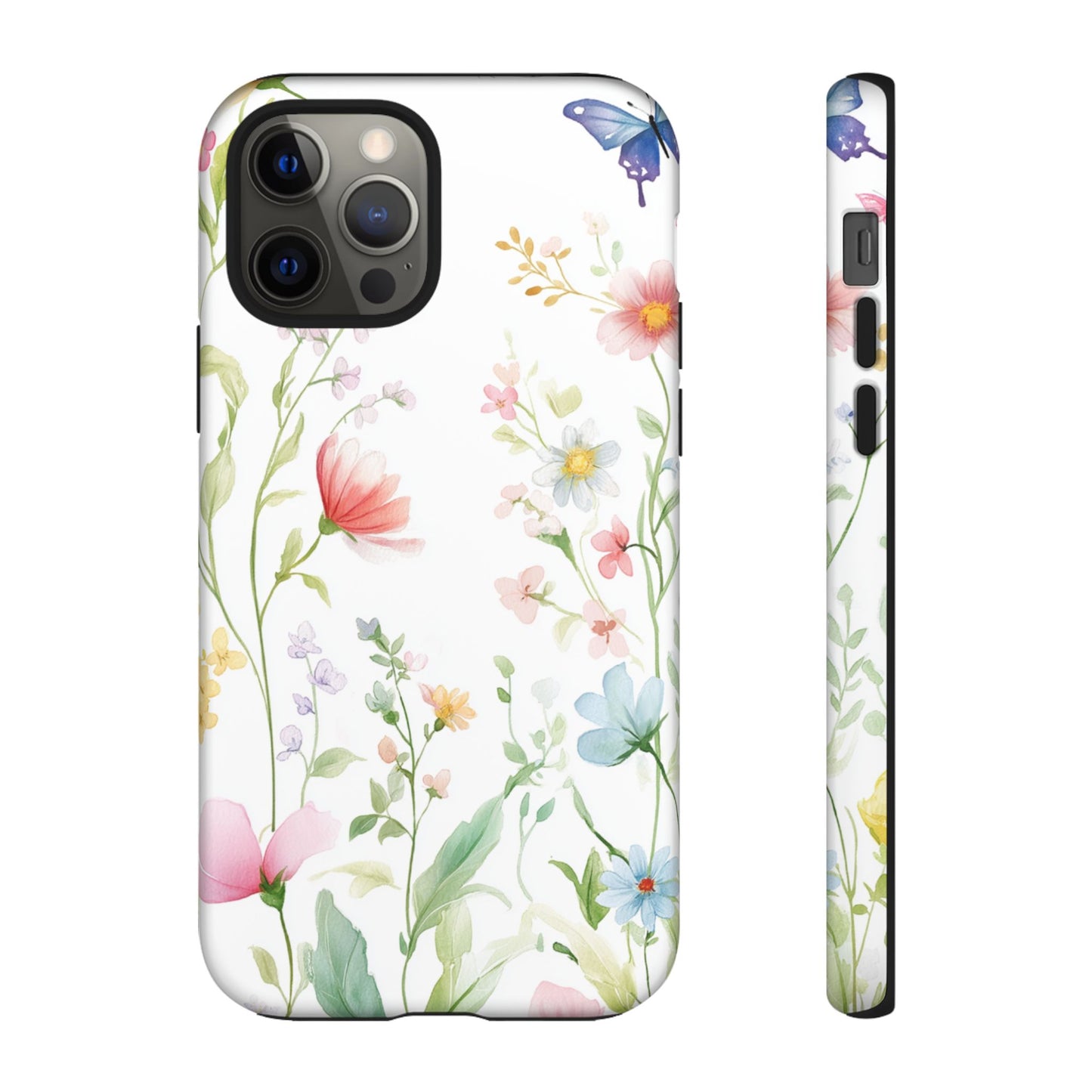 Watercolor Wildflower & Butterfly Phone Case - iPhone, Samsung, and Google case