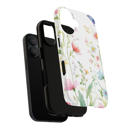 Watercolor Wildflower & Butterfly Phone Case - iPhone, Samsung, and Google case