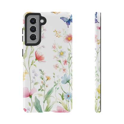 Watercolor Wildflower & Butterfly Phone Case - iPhone, Samsung, and Google case