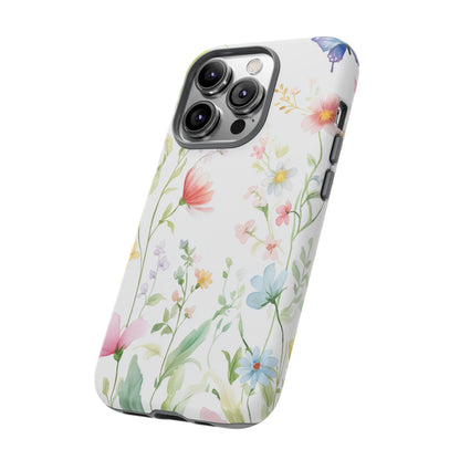 Watercolor Wildflower & Butterfly Phone Case - iPhone, Samsung, and Google case