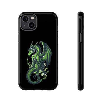 Tough Cases with Green Glowing Dragon design for iPhone, Samsung, and Google