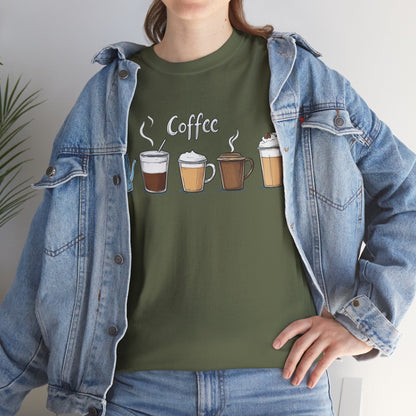 Coffee Cup Pattern Unisex Heavy Cotton Tee - Brewed Patterns Unisex Heavy Cotton Tee
