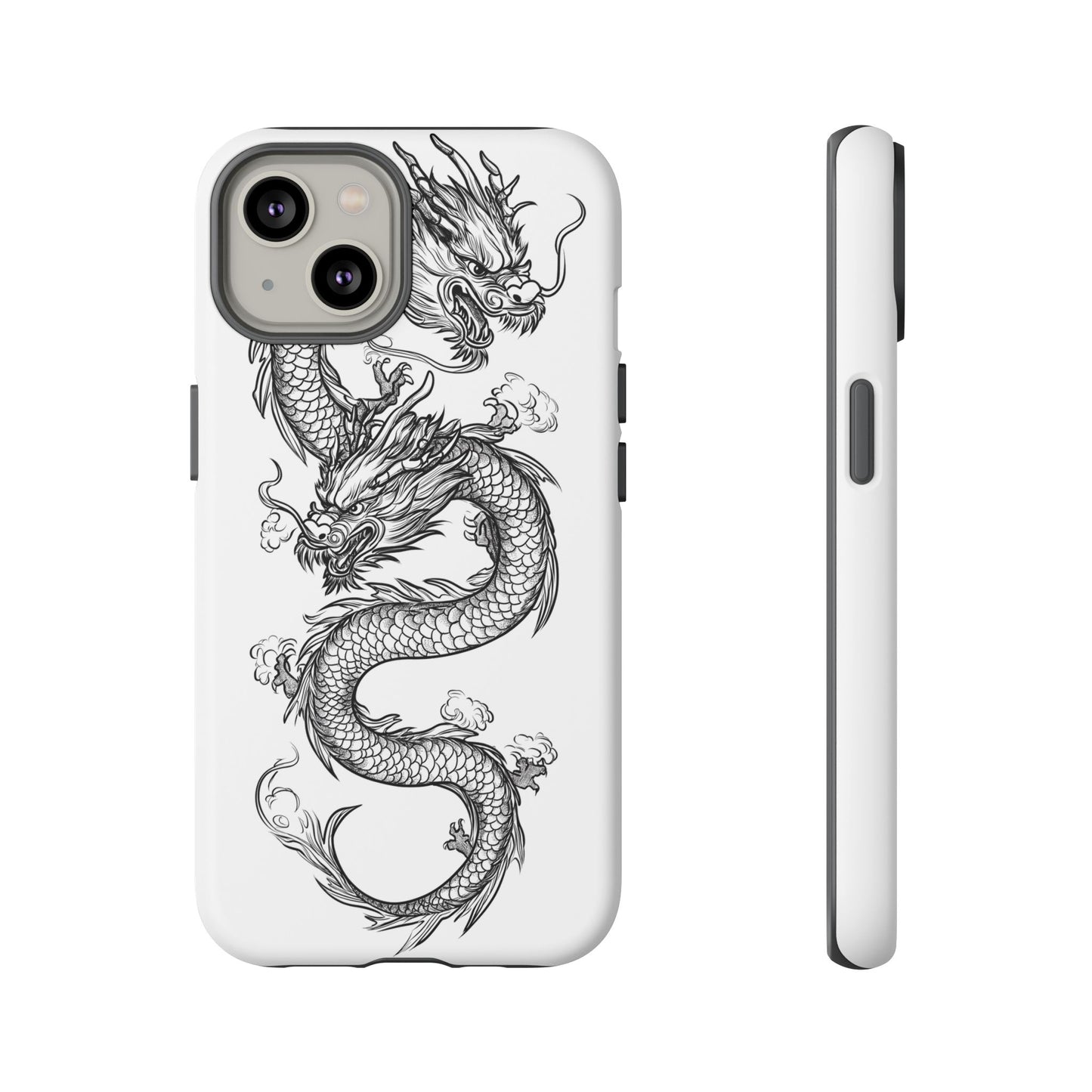 Dragons Phone Cases - Black Ink Tattoo Design of Dragons Tough Cases