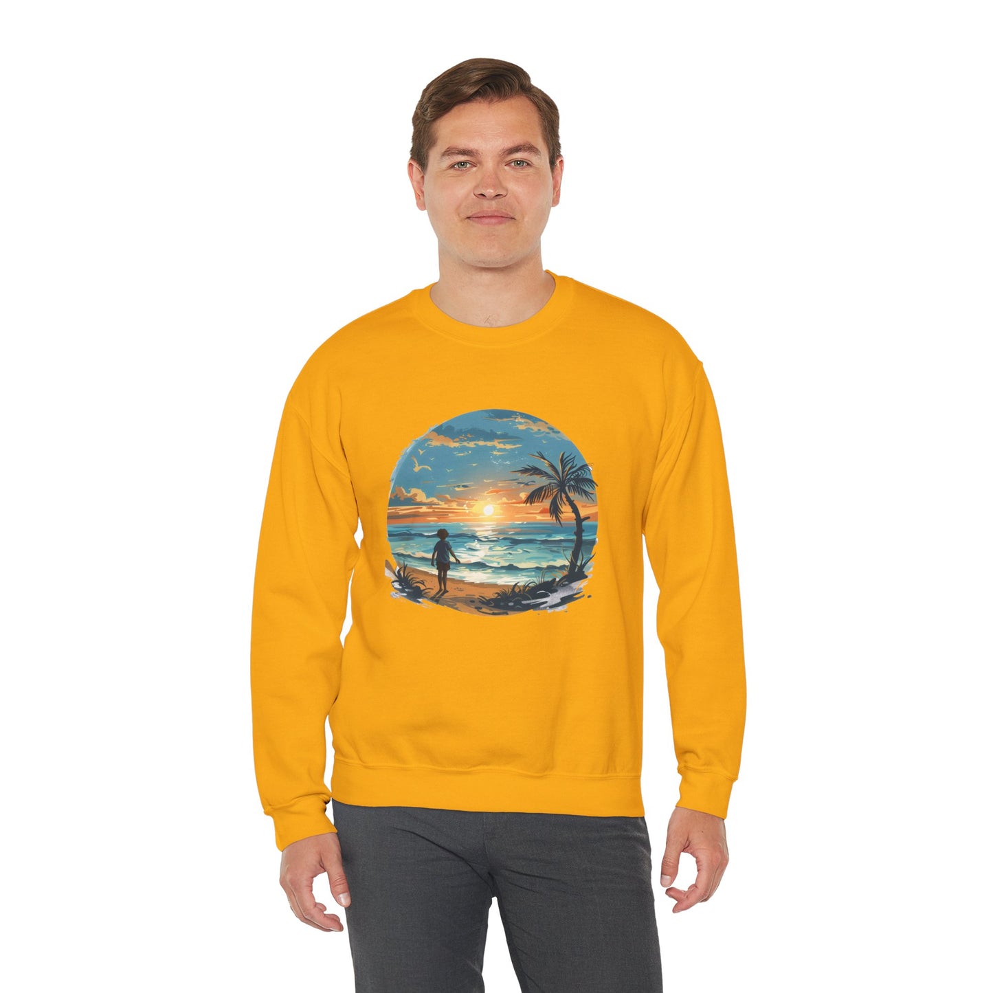 Unisex Heavy Blend™ Crewneck Sweatshirt - Colorful Beach Design