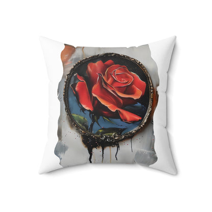 Rose Oil colored and Miniature Square  Cushion on white background