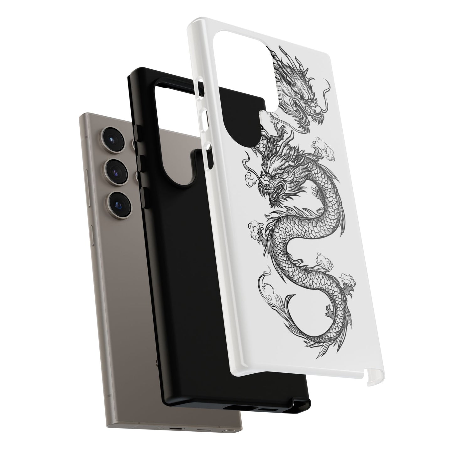 Dragons Phone Cases - Black Ink Tattoo Design of Dragons Tough Cases