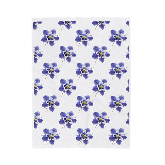 Velveteen Plush Blanket with Colorful Aquilegias Flower Design