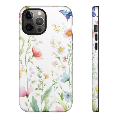 Watercolor Wildflower & Butterfly Phone Case - iPhone, Samsung, and Google case