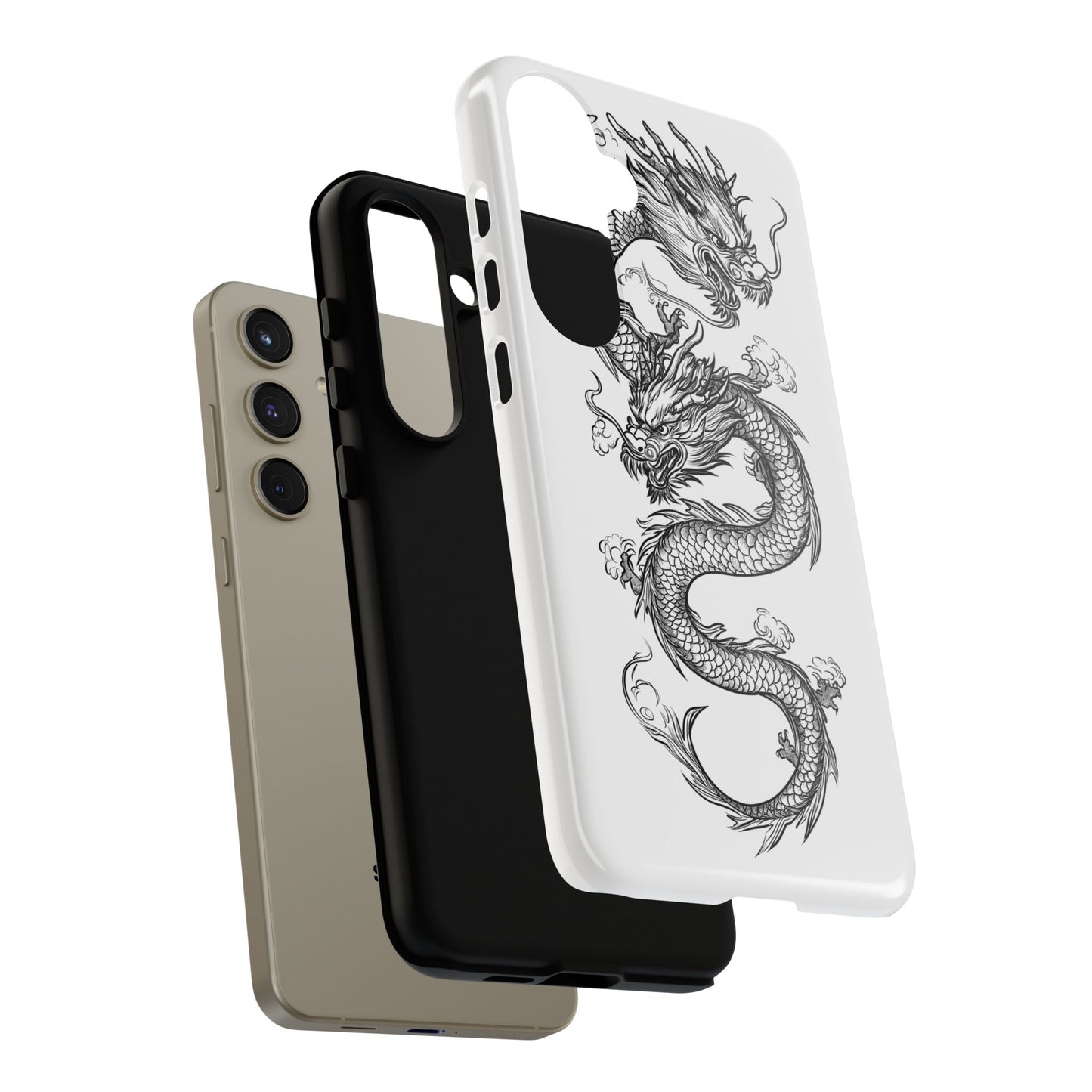 Dragons Phone Cases - Black Ink Tattoo Design of Dragons Tough Cases