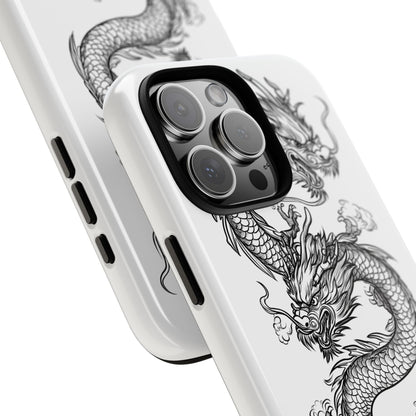 Dragons Phone Cases - Black Ink Tattoo Design of Dragons Tough Cases