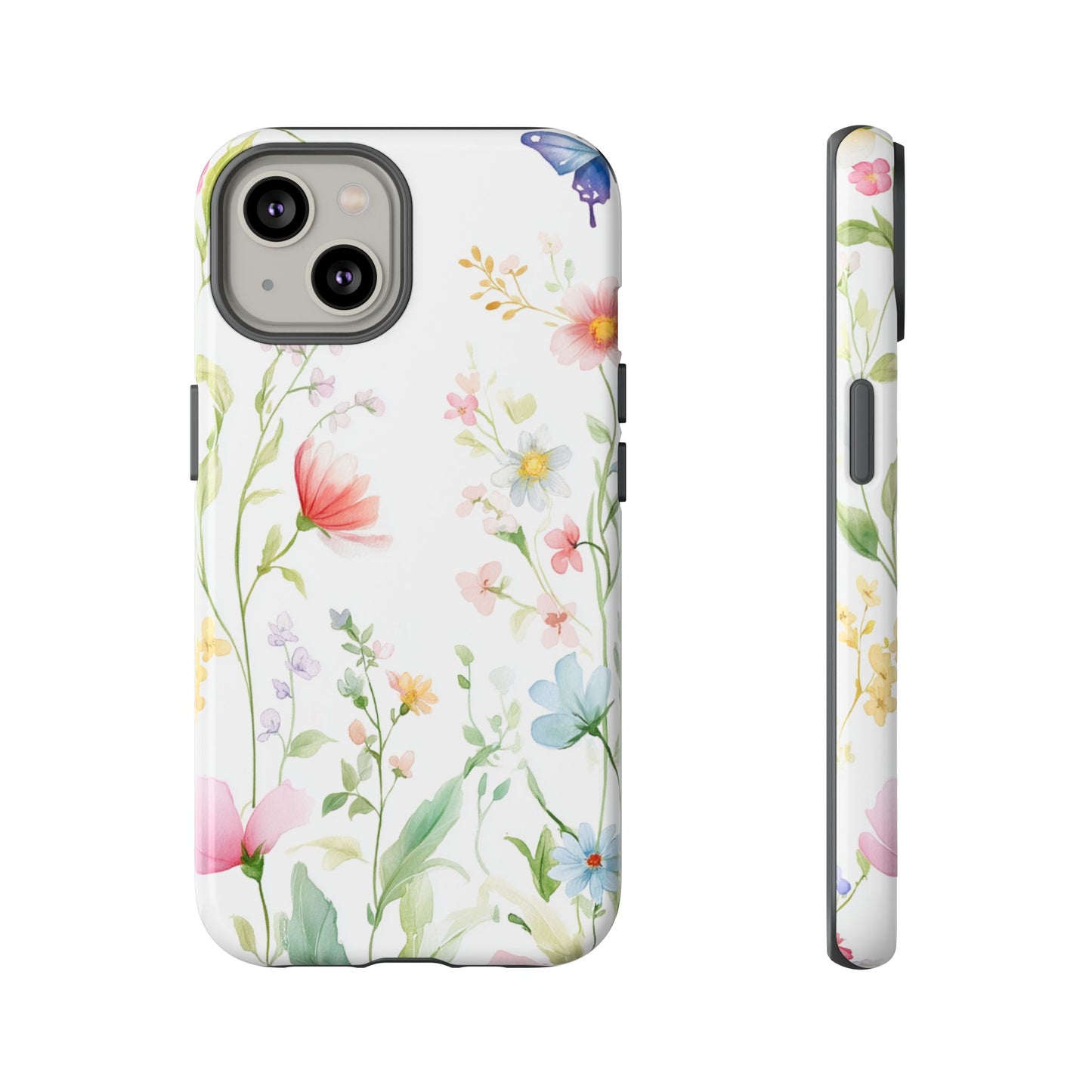 Watercolor Wildflower & Butterfly Phone Case - iPhone, Samsung, and Google case