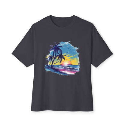 Sunset Beach Vibes Unisex Oversized Boxy Tee