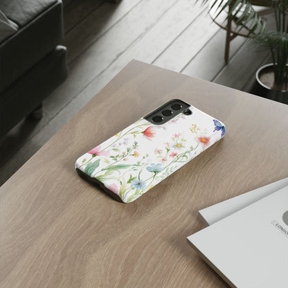 Watercolor Wildflower & Butterfly Phone Case - iPhone, Samsung, and Google case