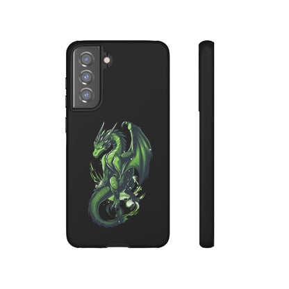 Tough Cases with Green Glowing Dragon design for iPhone, Samsung, and Google