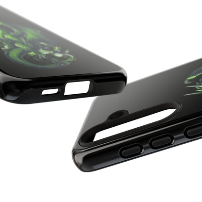 Tough Cases with Green Glowing Dragon design for iPhone, Samsung, and Google