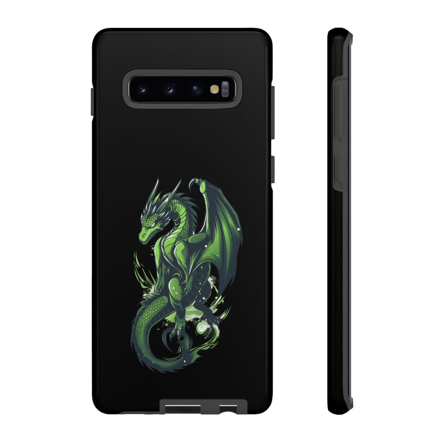 Tough Cases with Green Glowing Dragon design for iPhone, Samsung, and Google