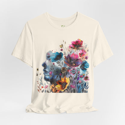 Floral Watercolor T-shirt for Women - Vibrant Artistic Tee - Lightweight Fabric Tee
