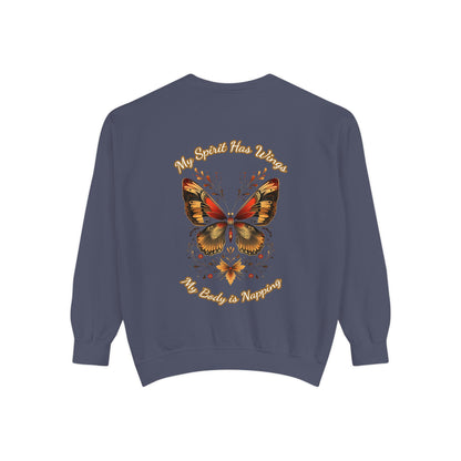 Butterfly Design Unisex Garment-Dyed Sweatshirt - Butterfly Sweatshirt