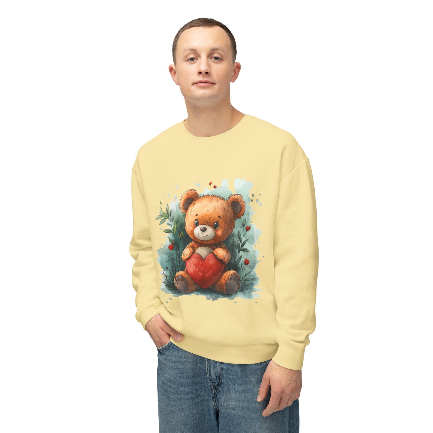 Teddy Bear Unisex Lightweight Crewneck Sweatshirt