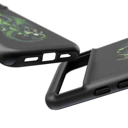 Tough Cases with Green Glowing Dragon design for iPhone, Samsung, and Google