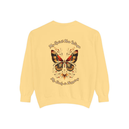 Butterfly Design Unisex Garment-Dyed Sweatshirt - Butterfly Sweatshirt
