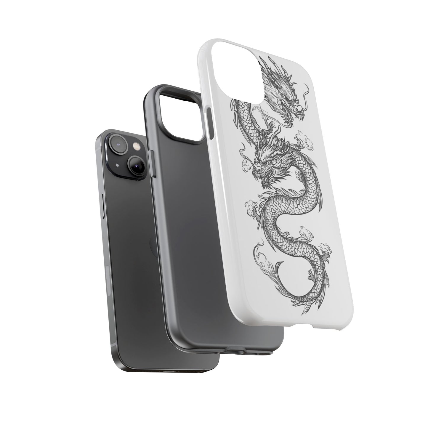 Dragons Phone Cases - Black Ink Tattoo Design of Dragons Tough Cases