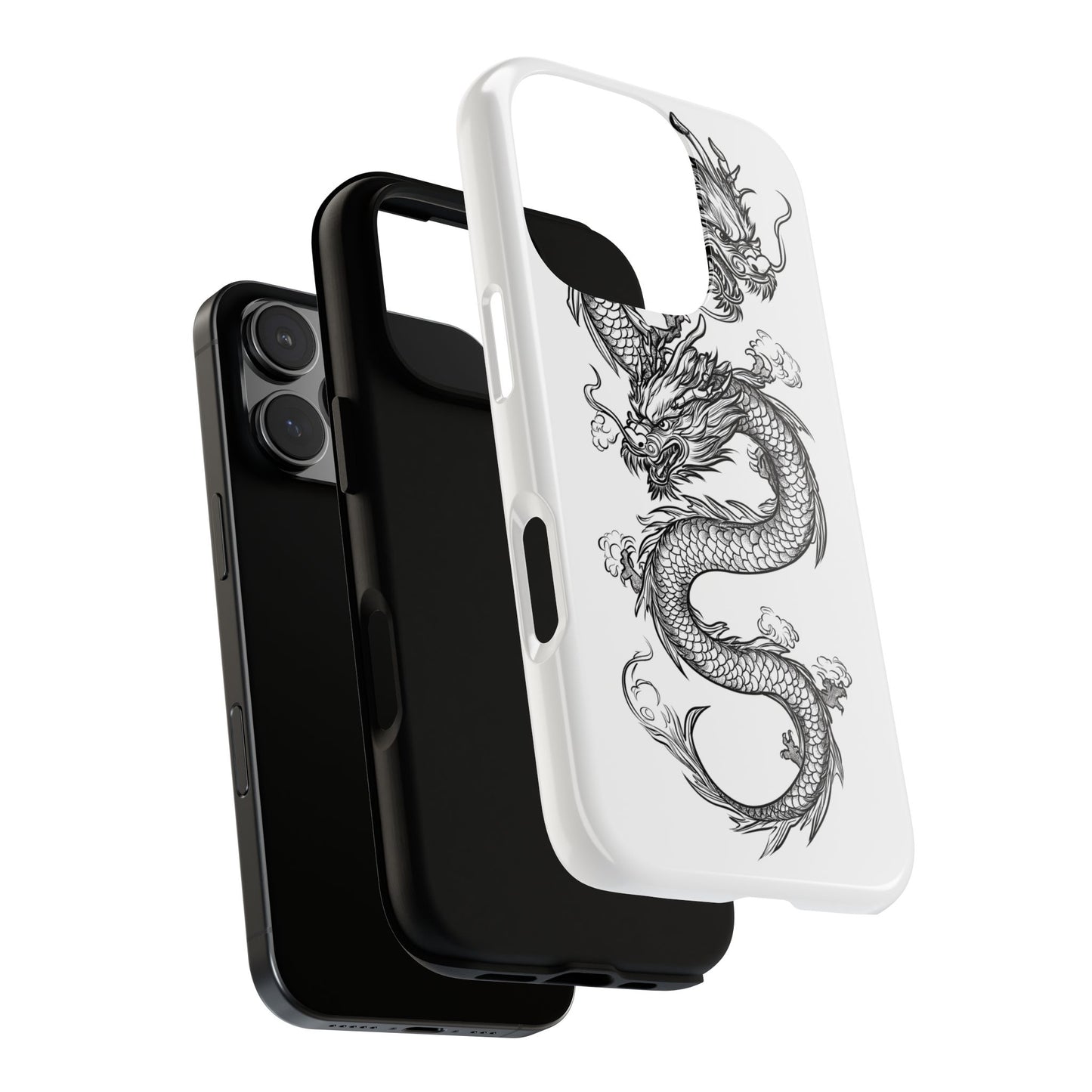 Dragons Phone Cases - Black Ink Tattoo Design of Dragons Tough Cases