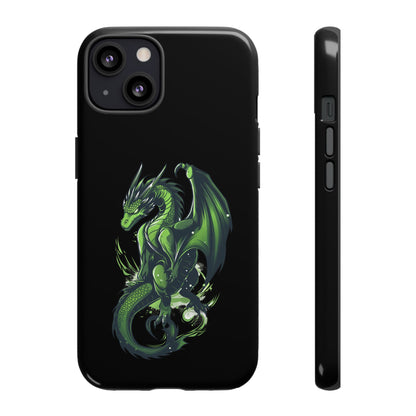 Tough Cases with Green Glowing Dragon design for iPhone, Samsung, and Google