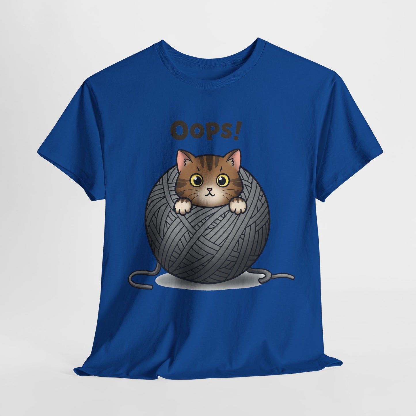 Cotton Tee with Cute Cat Design - 'Oops!' Humor for Cat Lovers