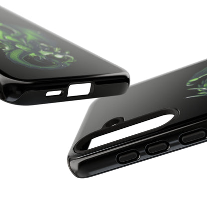 Tough Cases with Green Glowing Dragon design for iPhone, Samsung, and Google