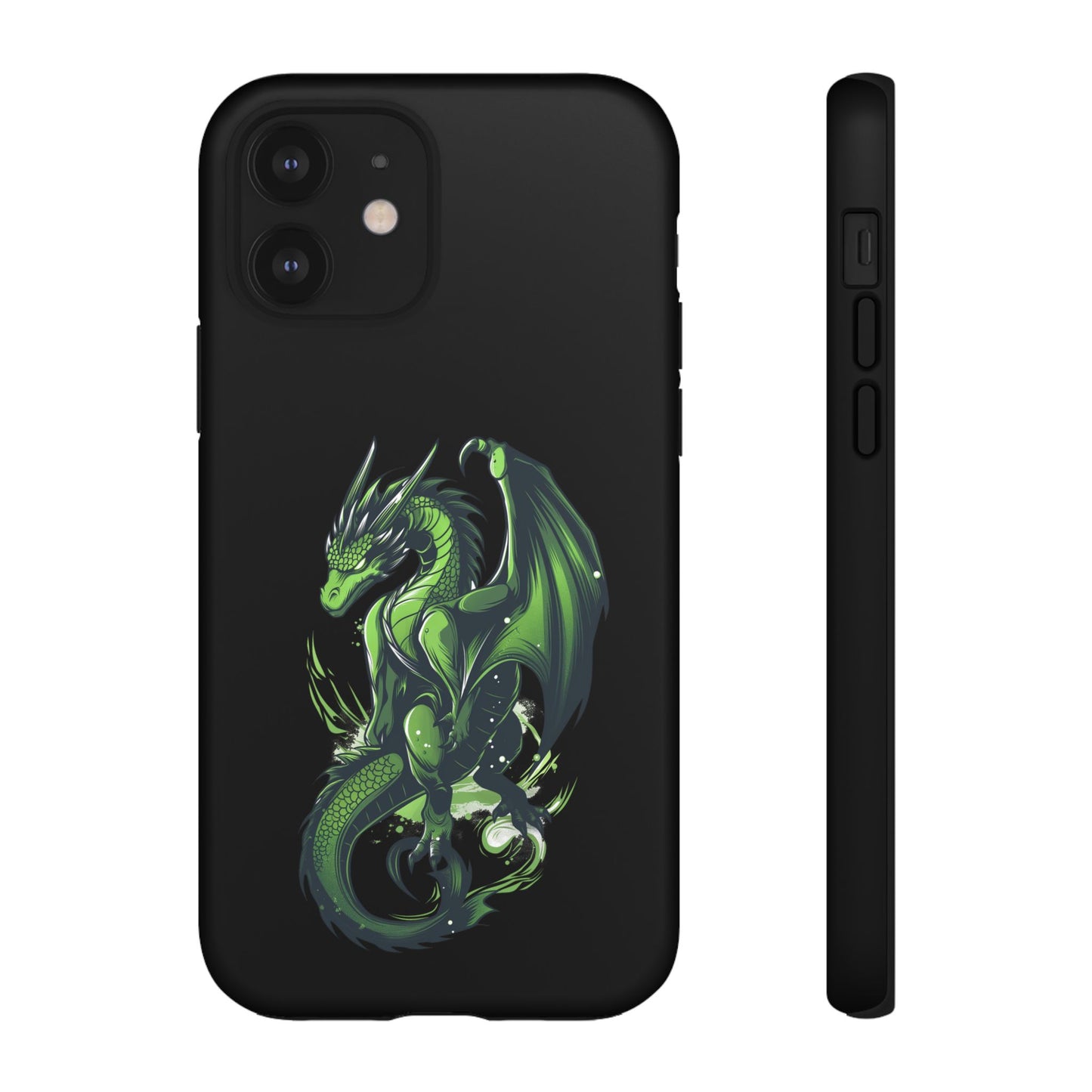 Tough Cases with Green Glowing Dragon design for iPhone, Samsung, and Google