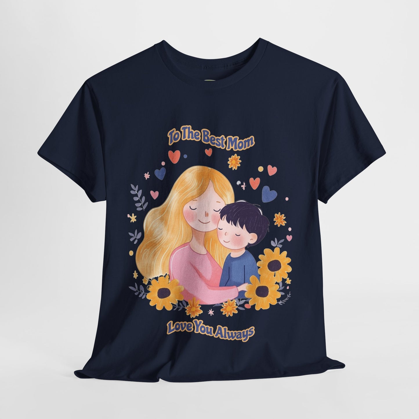 Mother & Child Love Heavy Cotton Tee - Floral Design T-Shirt - Mother's day Gift - Birthday Gift for Mom