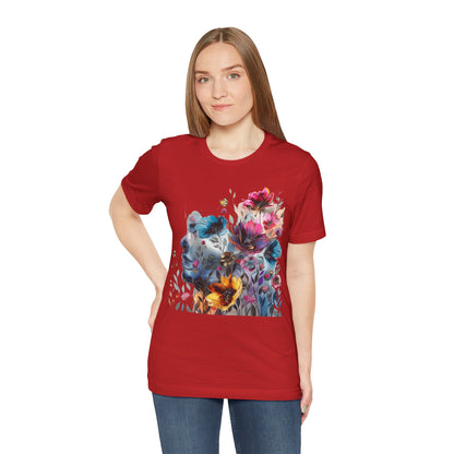 Floral Watercolor T-shirt for Women - Vibrant Artistic Tee - Lightweight Fabric Tee