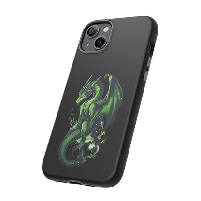 Tough Cases with Green Glowing Dragon design for iPhone, Samsung, and Google