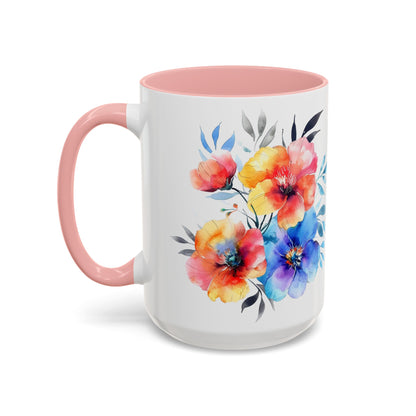 Oil colored  Wildflowers Accent Coffee Mug,  (11oz, 15oz)