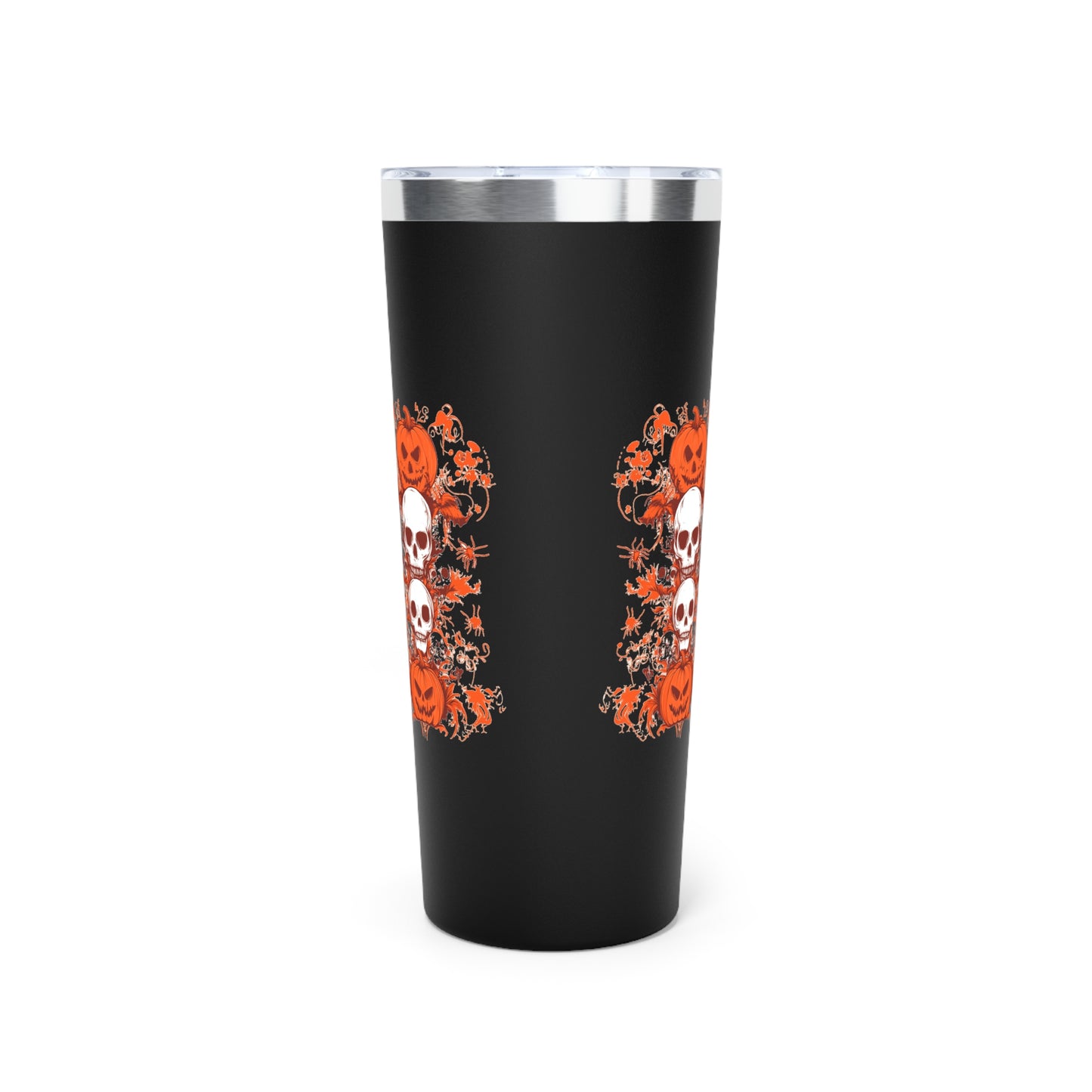 Copper Vacuum Insulated Tumbler, 22oz - Pumpkins, Skulls, and Spiders Insulated Tumbler - Spooky Tumbler