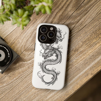 Dragons Phone Cases - Black Ink Tattoo Design of Dragons Tough Cases