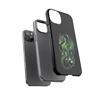 Tough Cases with Green Glowing Dragon design for iPhone, Samsung, and Google