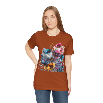 Floral Watercolor T-shirt for Women - Vibrant Artistic Tee - Lightweight Fabric Tee