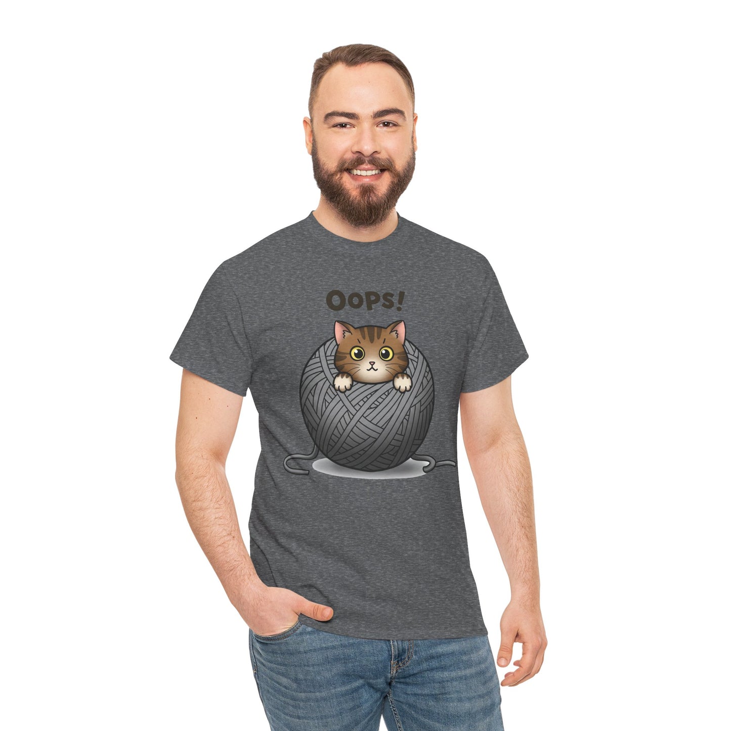 Cotton Tee with Cute Cat Design - 'Oops!' Humor for Cat Lovers