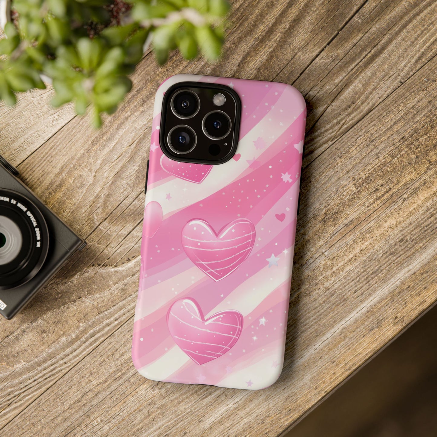 Pink Hearts Phone Case - iPhone, Samsung, and Google case